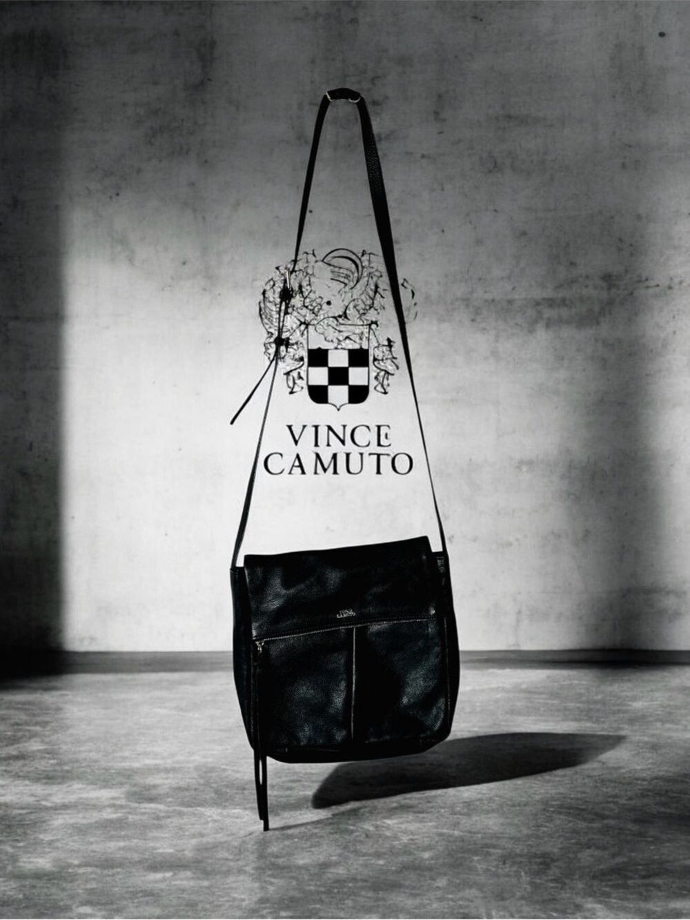 Vince Camuto Black Pebbled Leather Crossbody Bag